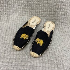 Black beaded elephant soludos slippers. Size 7